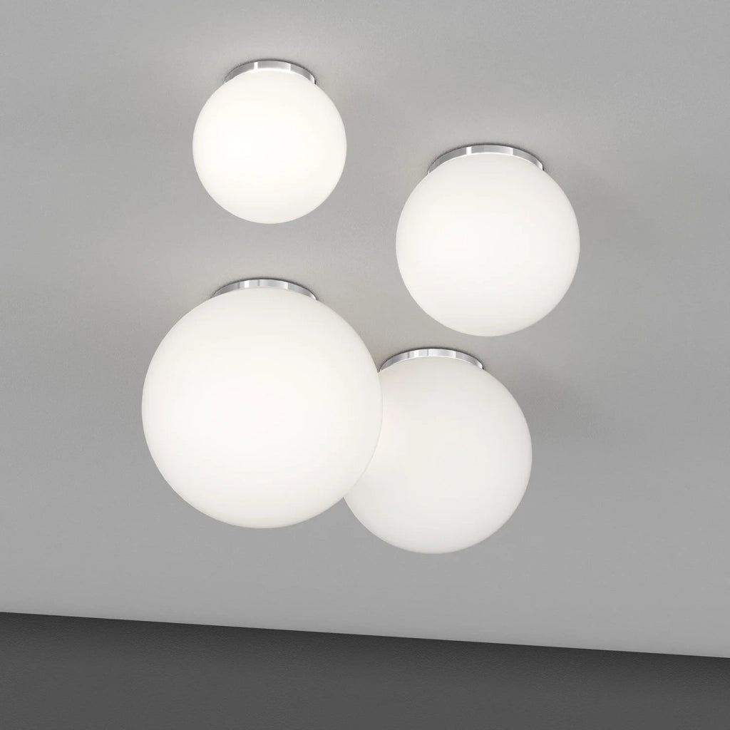 Plafoniera Contemporanea Mars Metallo Cromo Vetro Bianco 1 Luce E27 D35Cm