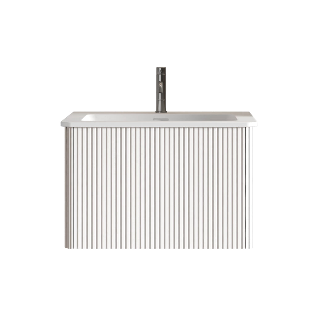 Mobile lavabo sospeso 60 cm bianco con cassetto push-to-open