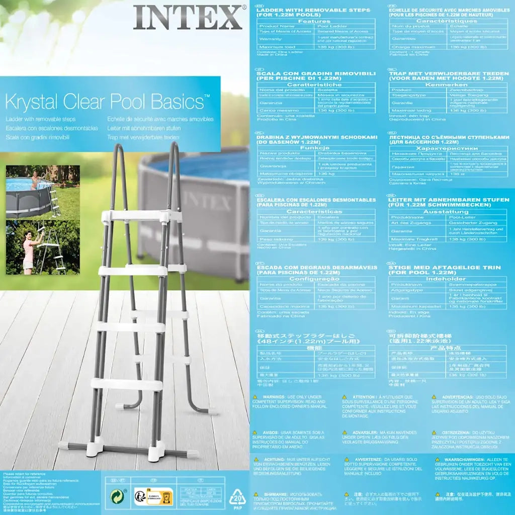 INTEX Scaletta di Sicurezza per Piscine a 4 Gradini 122 cm 92561