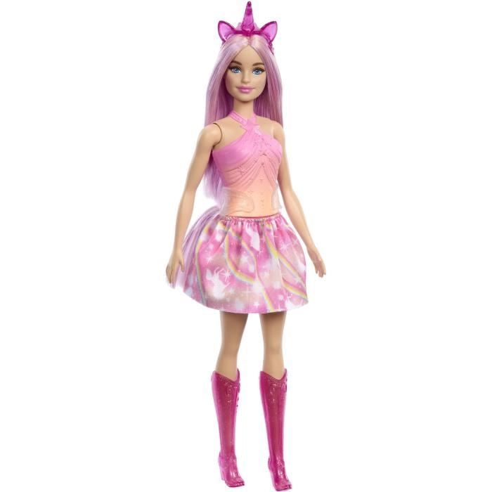 Bambole Barbie Unicorno con capelli fantasia e abiti sfumati HRR13