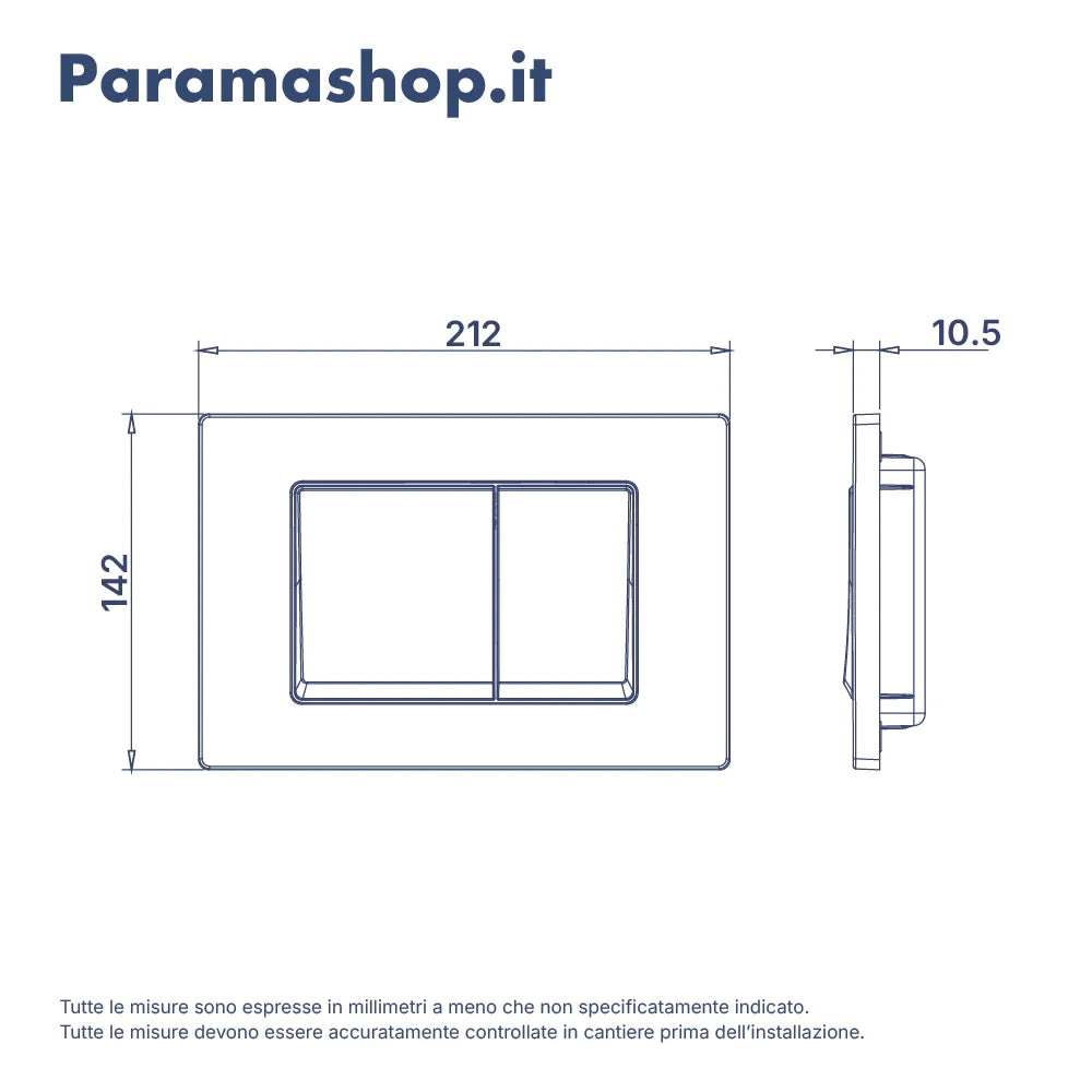 Placca di scarico doppio tasto in ABS avorio