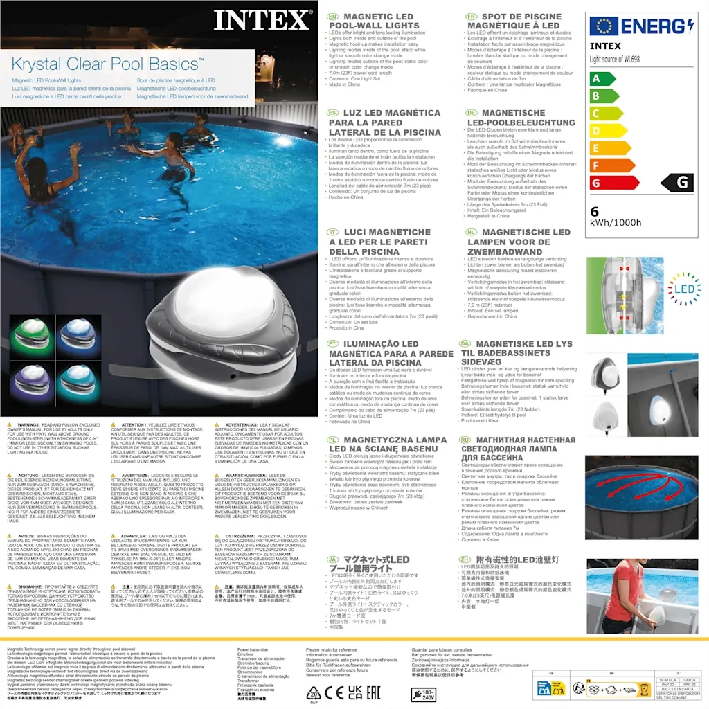 INTEX Lampada da Parete Magnetica a LED per Piscina 28698 3202839