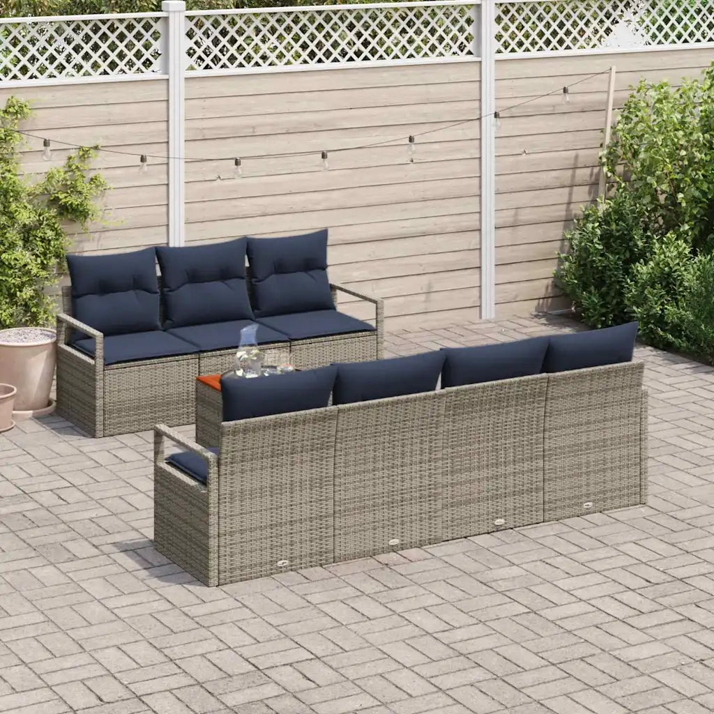 Set Divano da Giardino con cuscino 8 pcs Grigio polyrattan 3347668