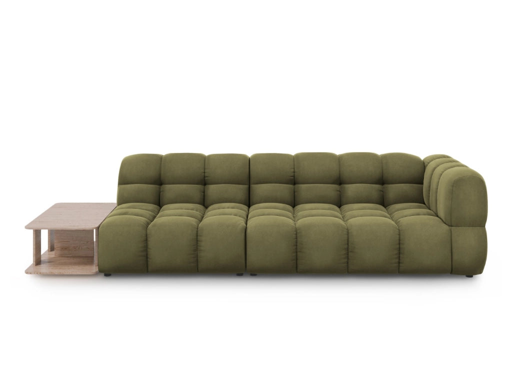 Cosmopolitan Design - Divano modulare sinistro "Sky" 4 posti in velluto verde chiaro 