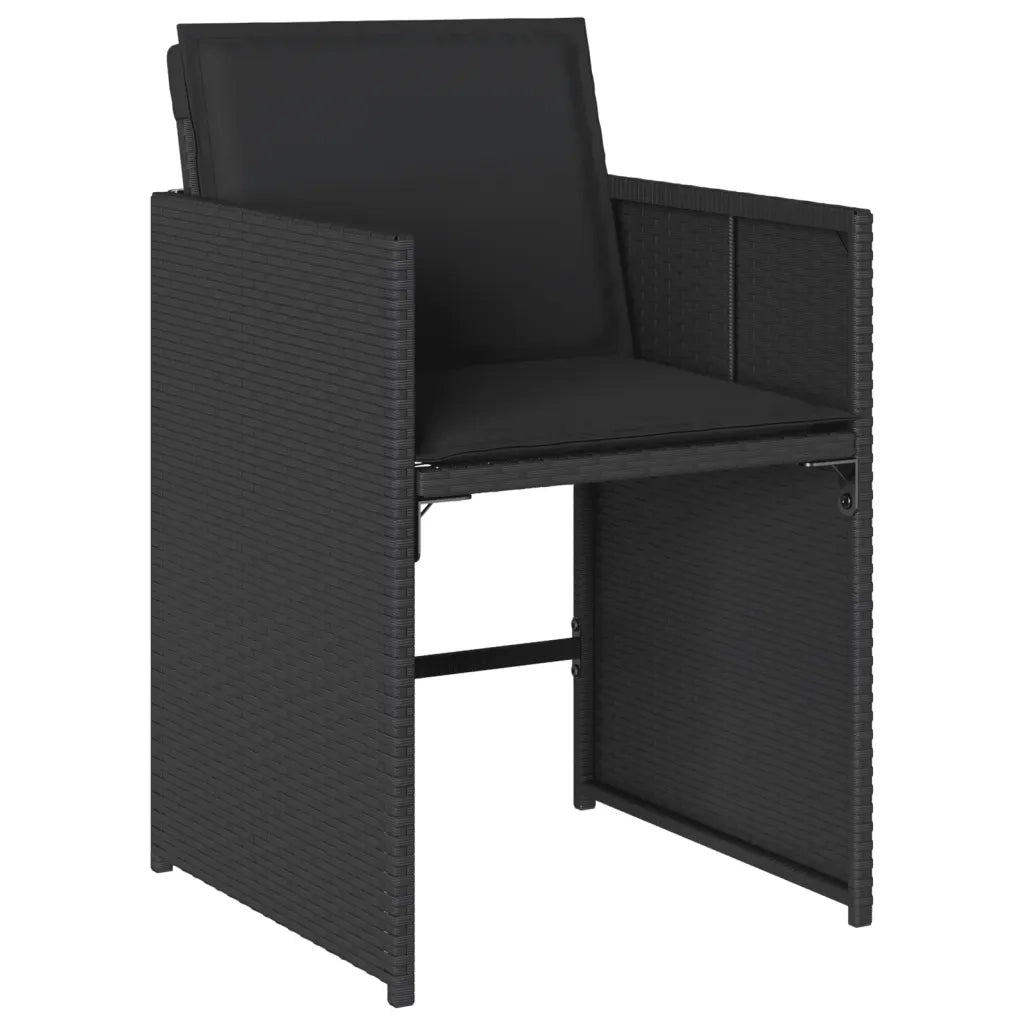 Set da Pranzo da Giardino 11 pz con Cuscini in Polyrattan Nero 3277878