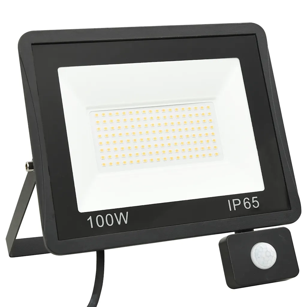 Faretto LED con sensore esterno 27 x 25 cm rilevamento 180° angolo di illuminazione 6000 K in alluminio nero 02_0046092