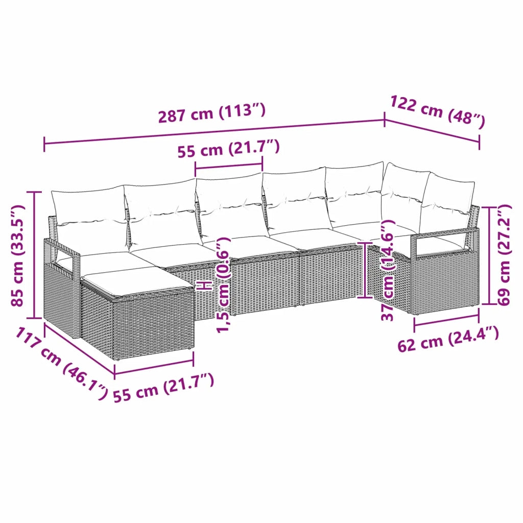 Set di divani 7 pcs Grigio polyrattan 3346475