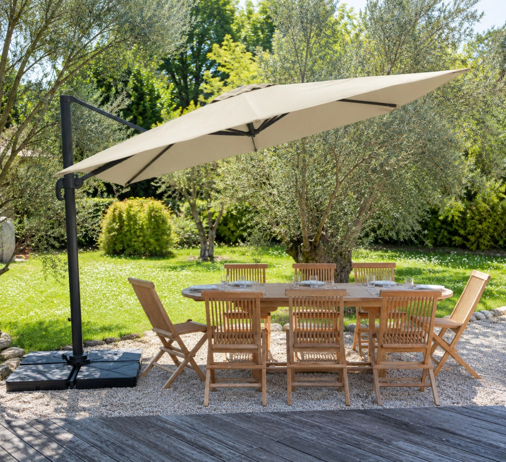 Ombrellone offset MOLOKAI quadrato 3x3m beige + copertura