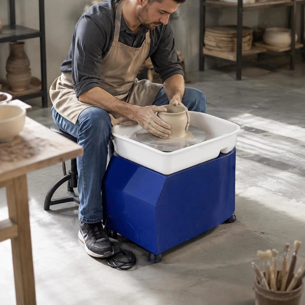 Pottery Wheel Ceramic Wheel Machine 350 W, Electric Pottery Wheel Machine 28 Cm 300 Rpm Pottery Wheel Machine, With Pedal & Apron, Shaping Machine, Suitable For Beginners, Enthusiasts Etc.