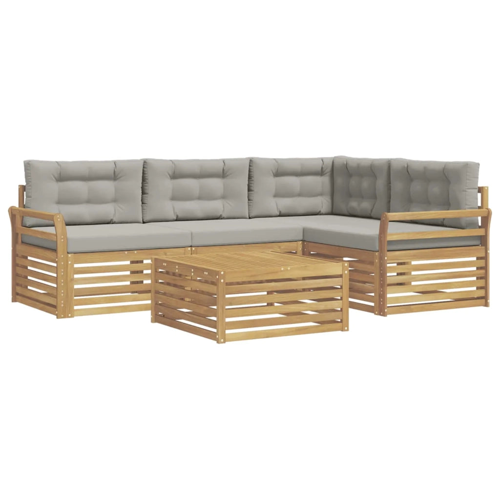 Set di divani da esterno 5 pz Bianco e Grigio Chiaro Poliestere 3390446