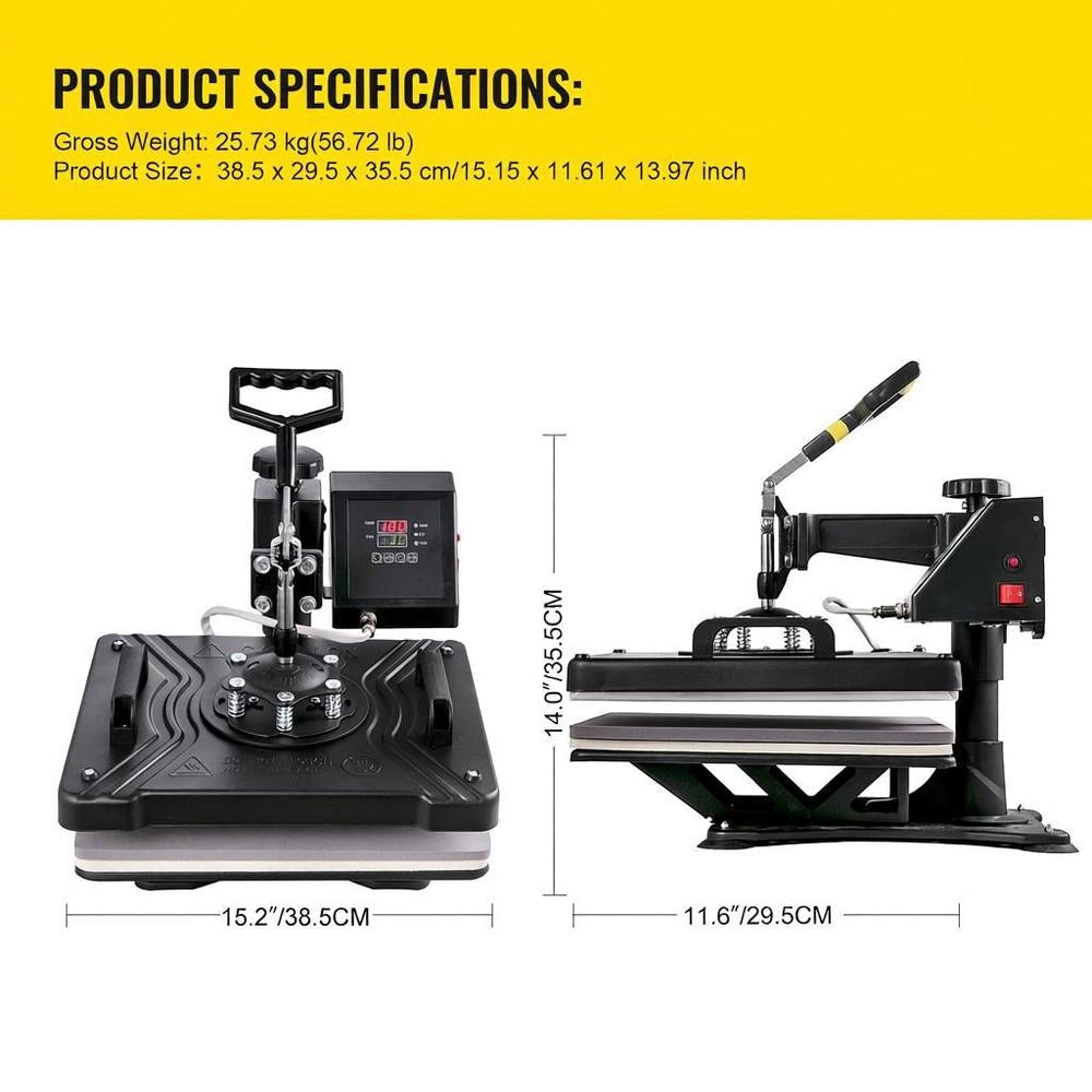 5-in-1 Heat Press Machine 38x30cm T-shirt Press Machine DIY Heat Press With Digital LED Temperature And Time Controller