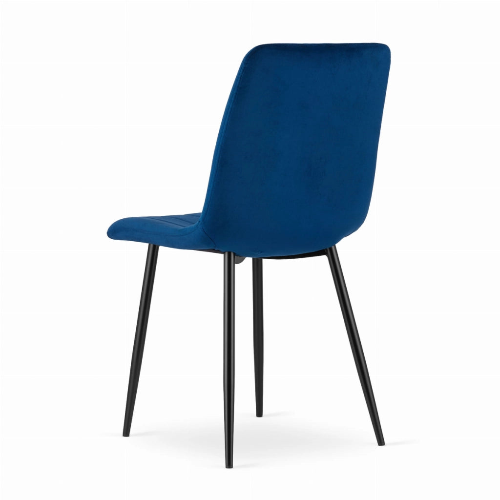 Sedia Lava in velluto blu scuro con gambe in metallo