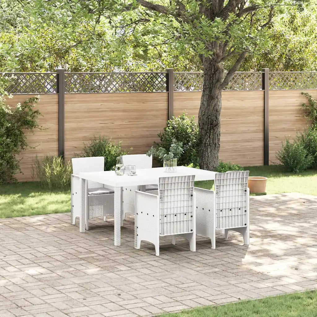 Set da Pranzo per Giardino 5 pcs Bianco Rattan Polt 3378704