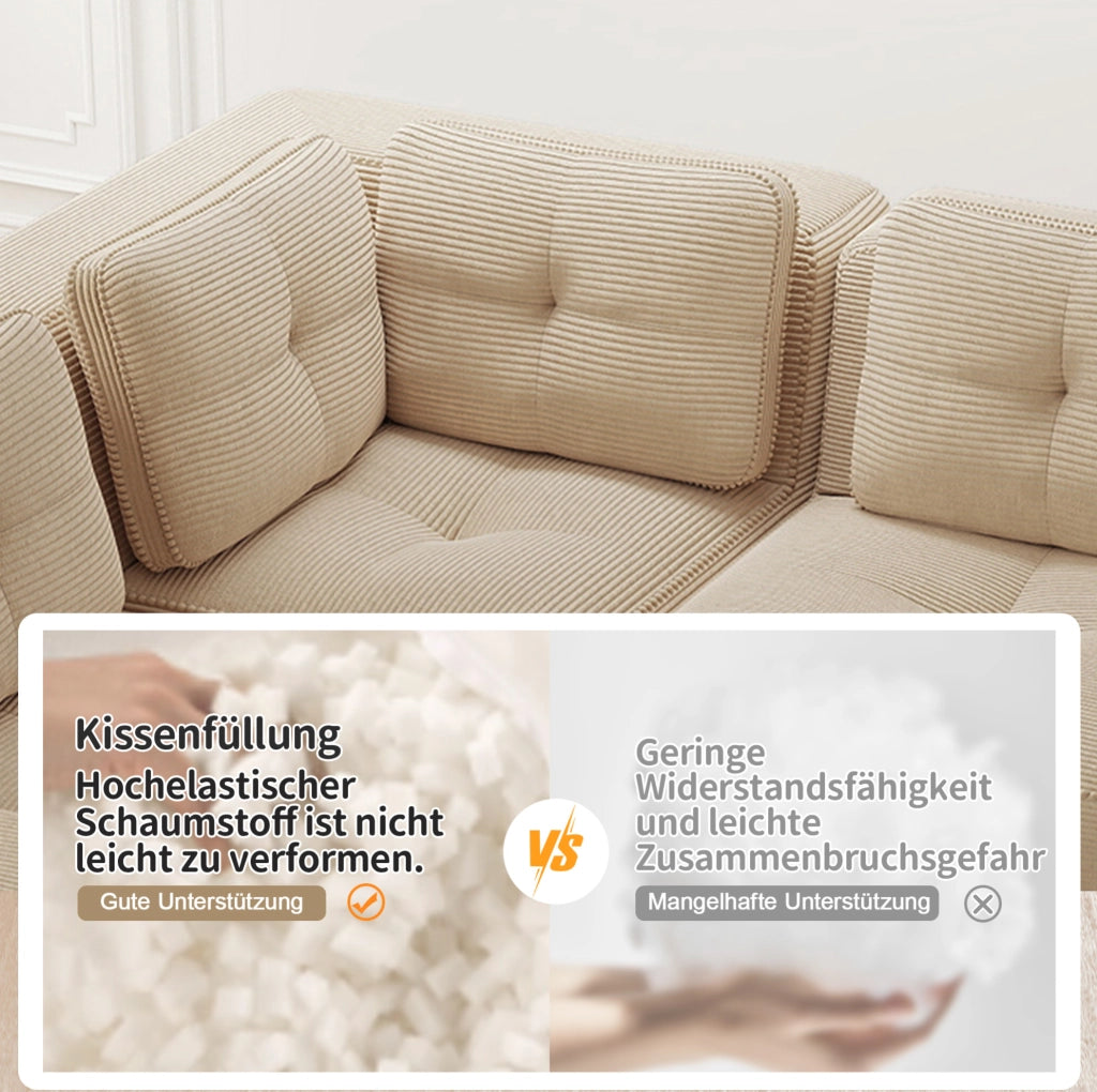 DIVANO ANGOLARE MODULARE IN CORDUROY BEIGE