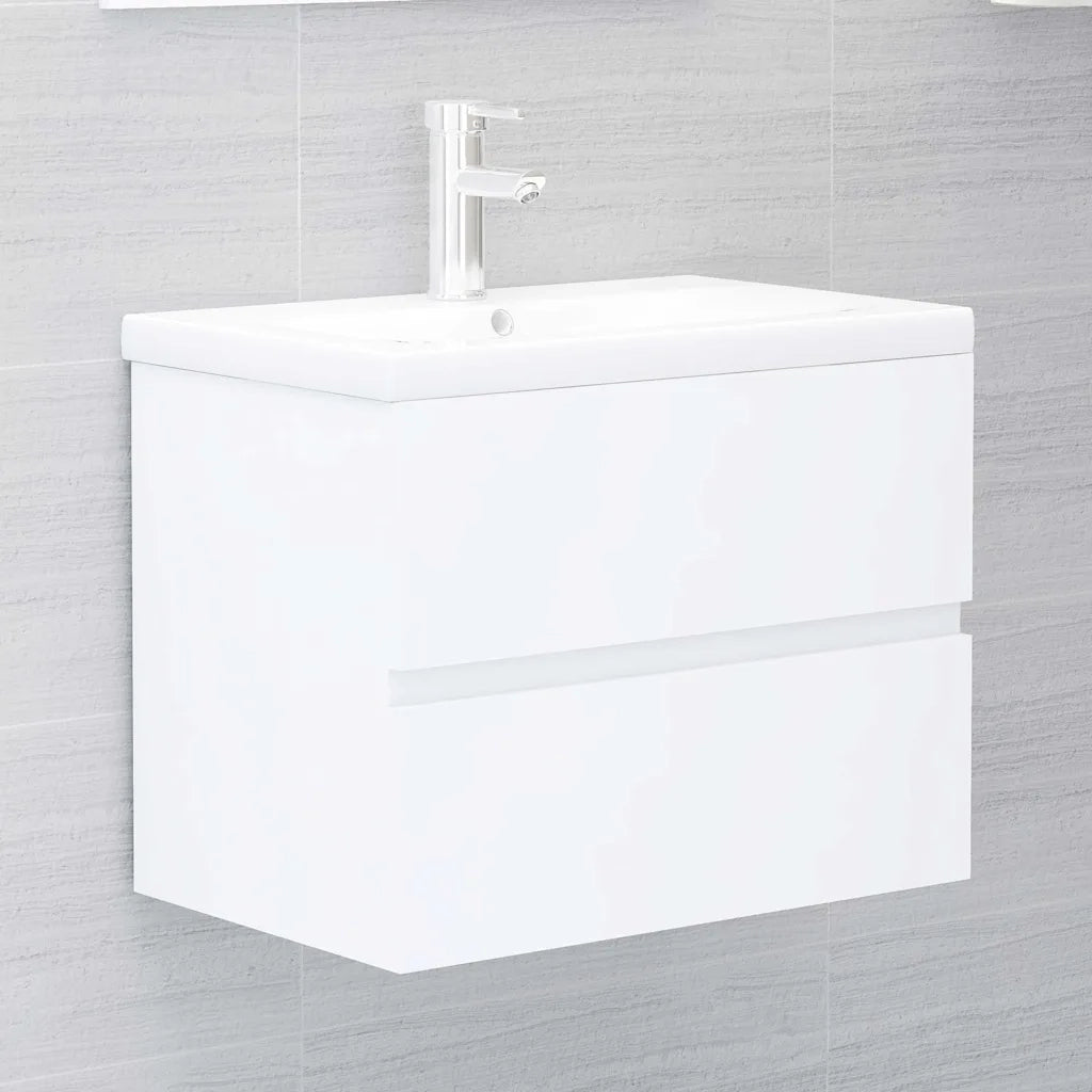 Set Mobili da Bagno 2 pz Bianco in Legno Multistrato 804872