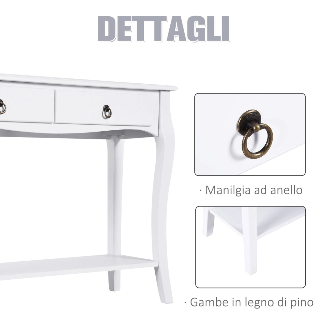 Tavolo Consolle per Ingresso Bianco Opaco 100x33x76 cm