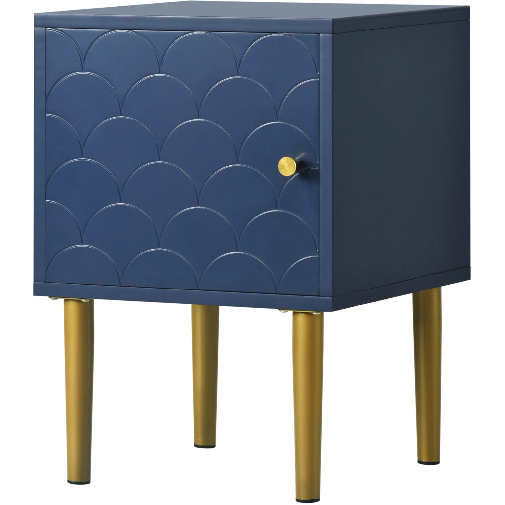 Comodino in truciolare e metallo; blu navy; 35x35x51 cm