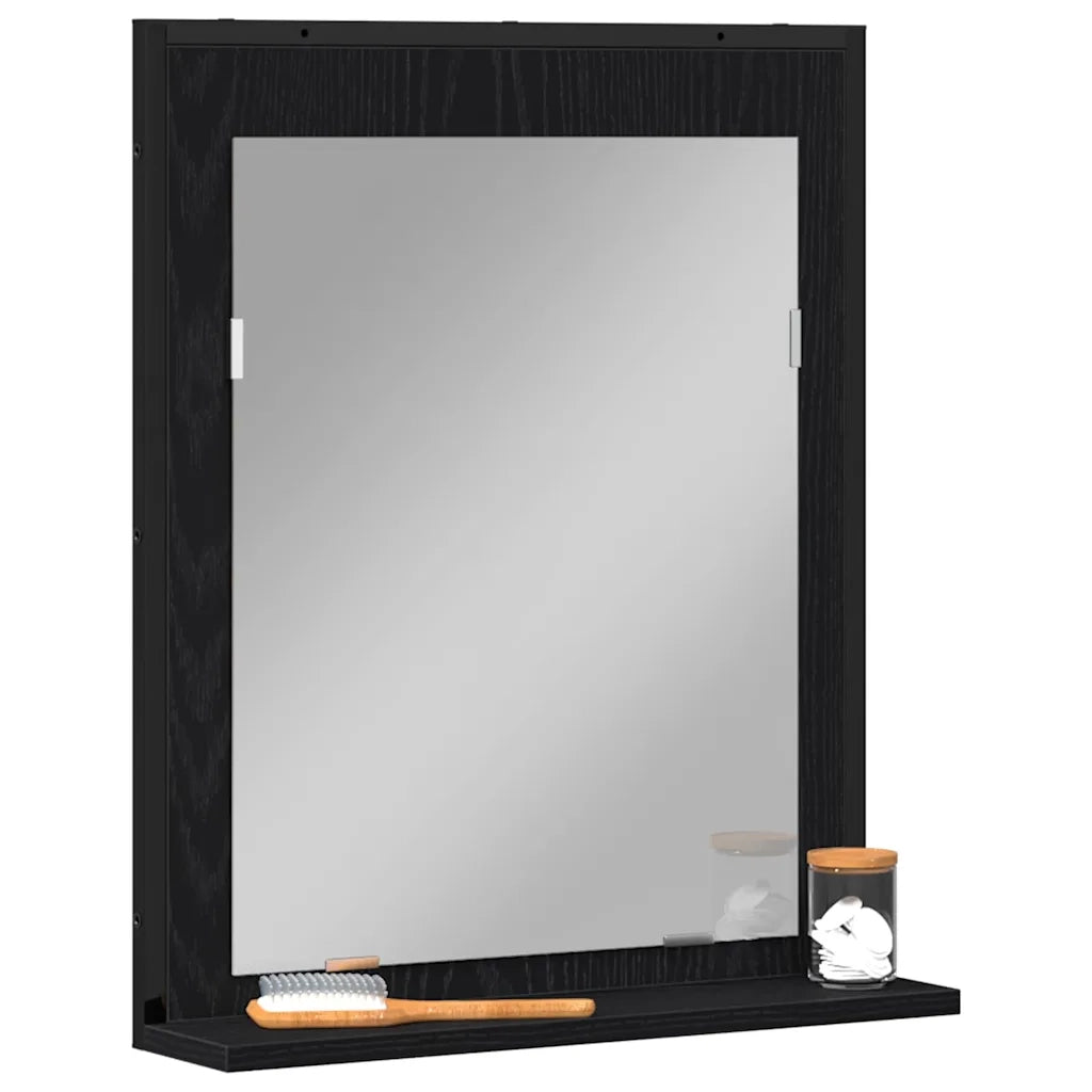 Specchio con lo scaffale Rovere nero 50 x 12 x 60 cm 862222