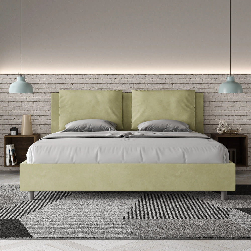 Letto Matrimoniale Francese 150x200 cm con Rete e Contenitore Antea Tè Verde