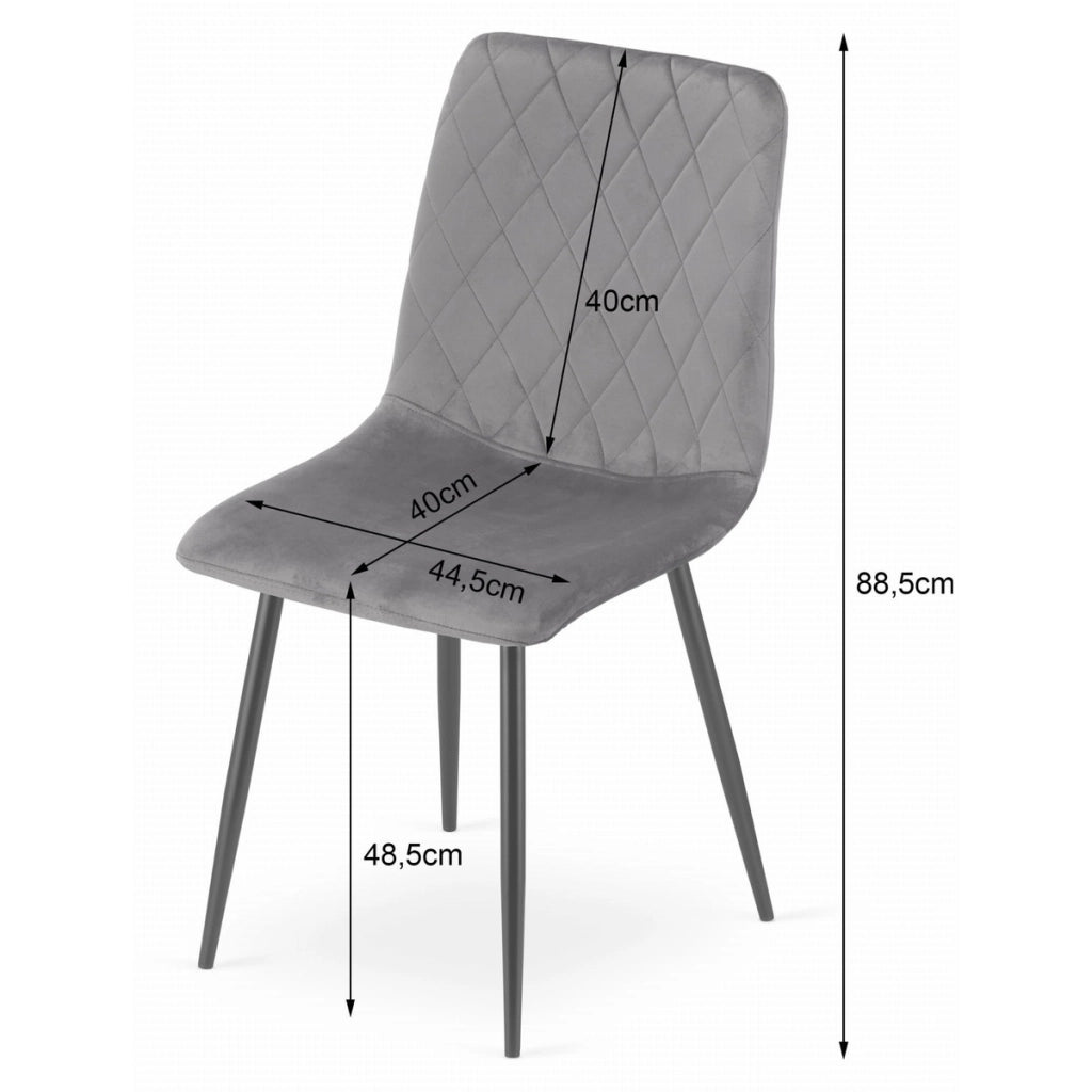 Sedia Turin in velluto grigio chiaro con gambe nere
