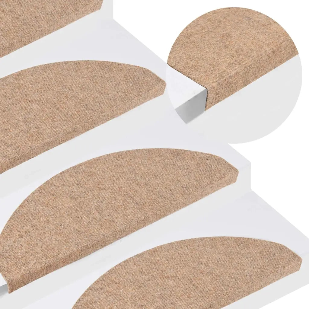 Tappetini Autoadesivi per Scale 15 pz | Gradini per Scale 65x22,5x3,5 cm Beige