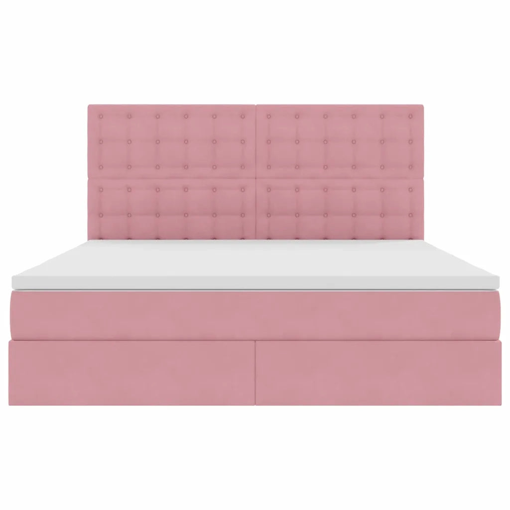 Letto con contenitore e materasso Rosa 160 x 200 cm Velluto