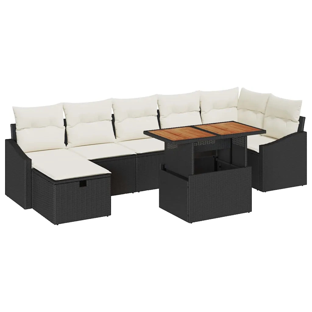 Set Divano da Giardino 8 pcs Nero polyrattan 3361362