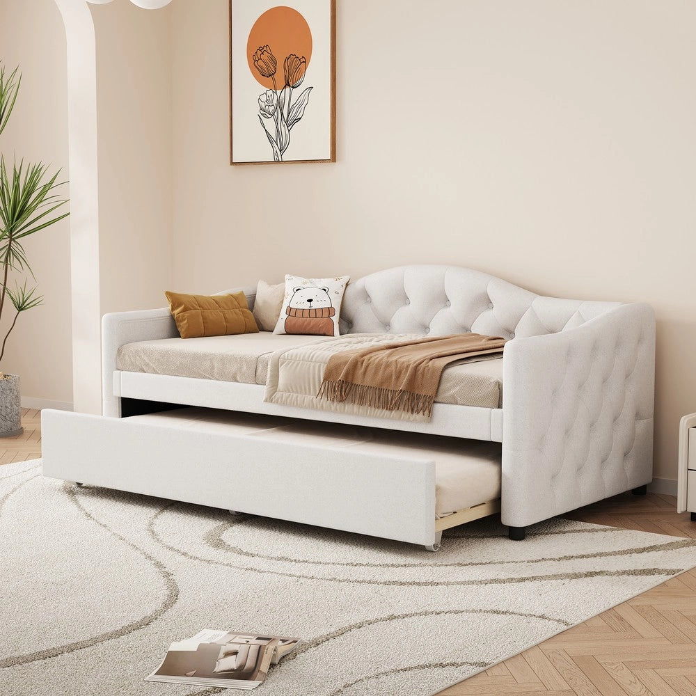 Letto singolo estraibile tessuto ¨C Minimal ¨C beige 90x200cm