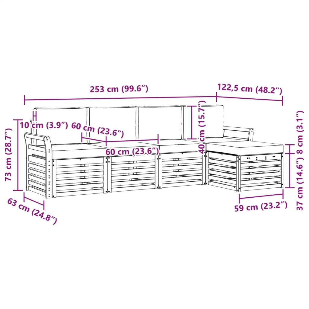Set di divani da esterno 5 pcs Bianco e Antracite 3391677