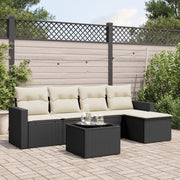 Set Divano da Giardino 6 pz con Cuscini Nero in Polyrattan 3218886