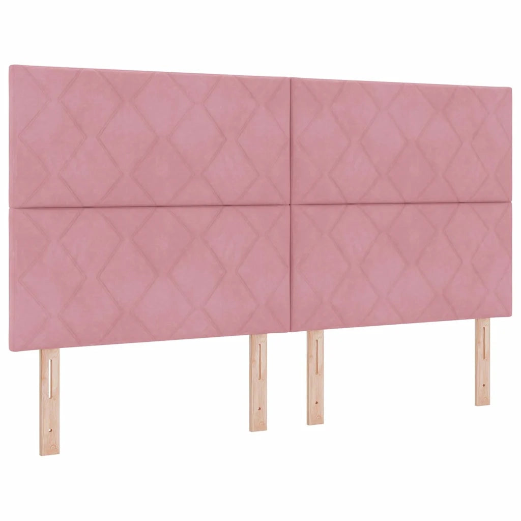 Letto a molle con materasso Rosa 180 x 200 cm Velluto 3339919