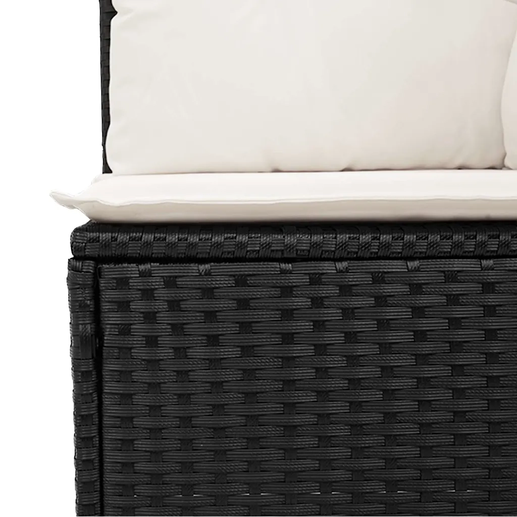 Set Divano da Giardino 6 pz con Cuscini Nero in Polyrattan 3325582