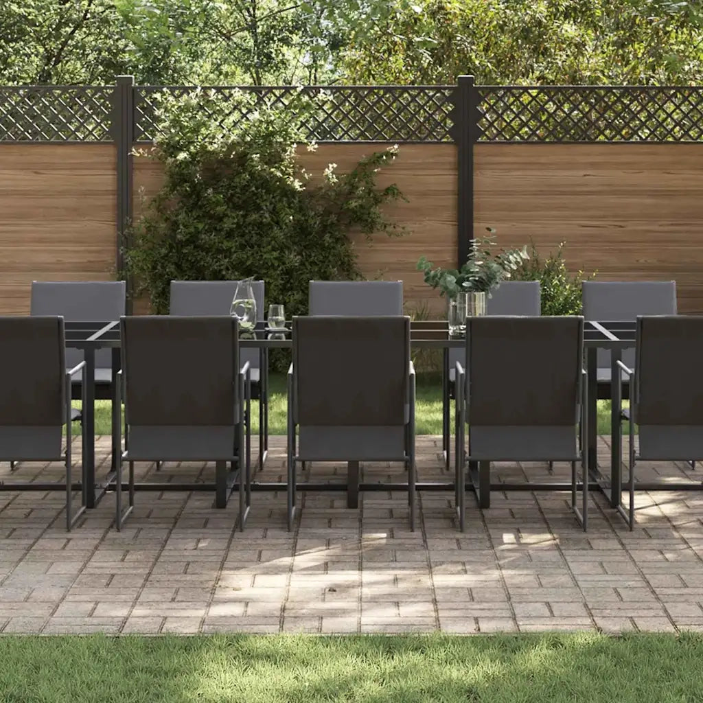 Set da Pranzo per Giardino 15 pcs Nero Acciaio 3335871