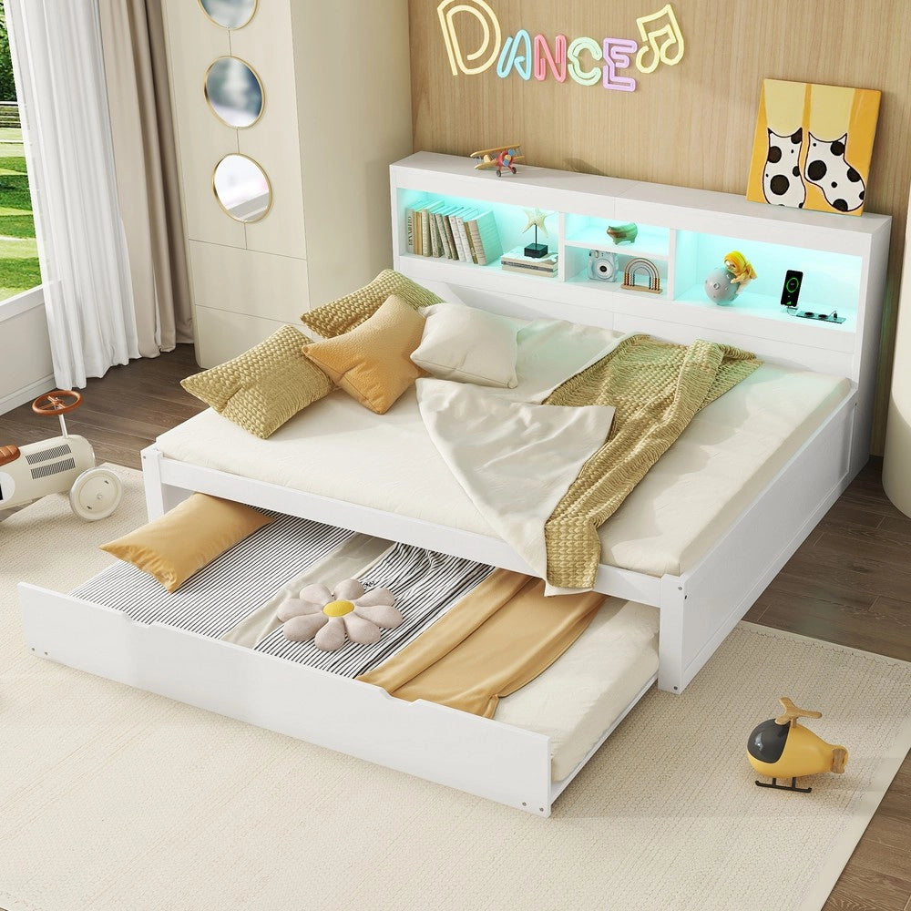 Letto Divano con LED e Contenitore ¨C MINIMAL ¨C Bianco 140x200