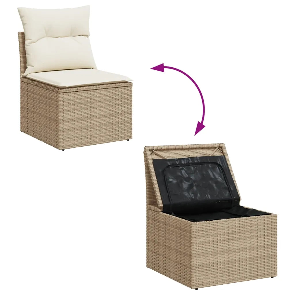 Set Divani da Giardino 7 pz con Cuscini Beige in Polyrattan 3255827