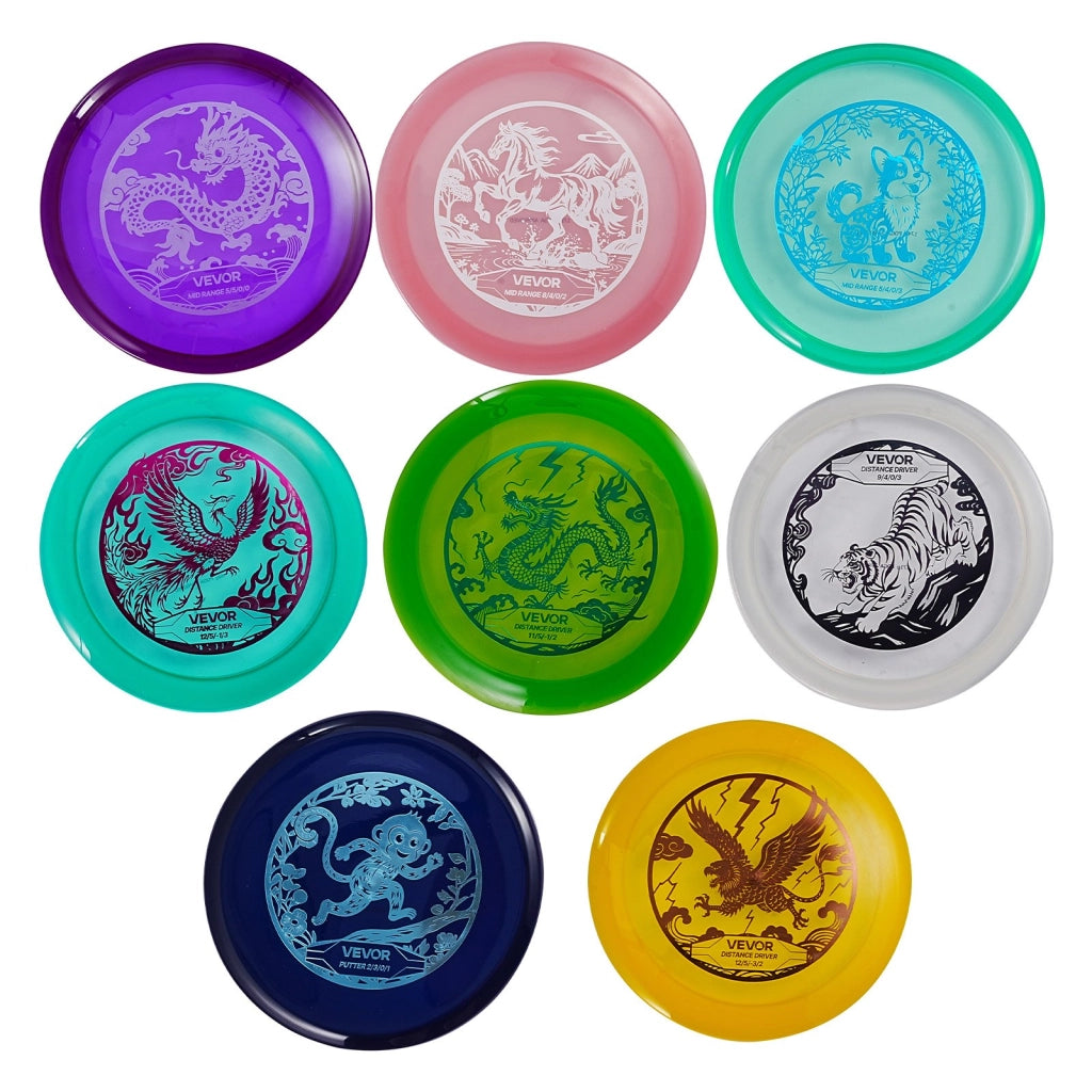 Set Disc Golf 8 Pezzi SS-DF-003 in TPU con Putter Mid-range e Driver per Giardino e Parco