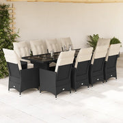 Set da Bistrò da Giardino 11 pz con Cuscini Nero in Polyrattan 3277258