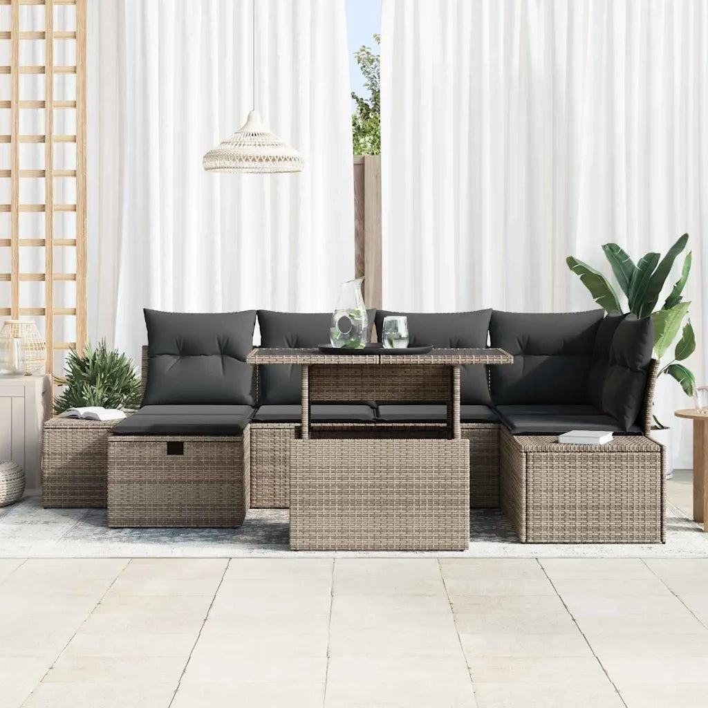 Set Divano da Giardino 7 pcs Grigio polyrattan 3361208