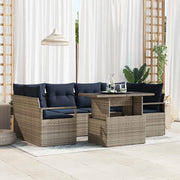 Set Divano da Giardino 7 pcs grigio e blu navy polyrattan 3348761
