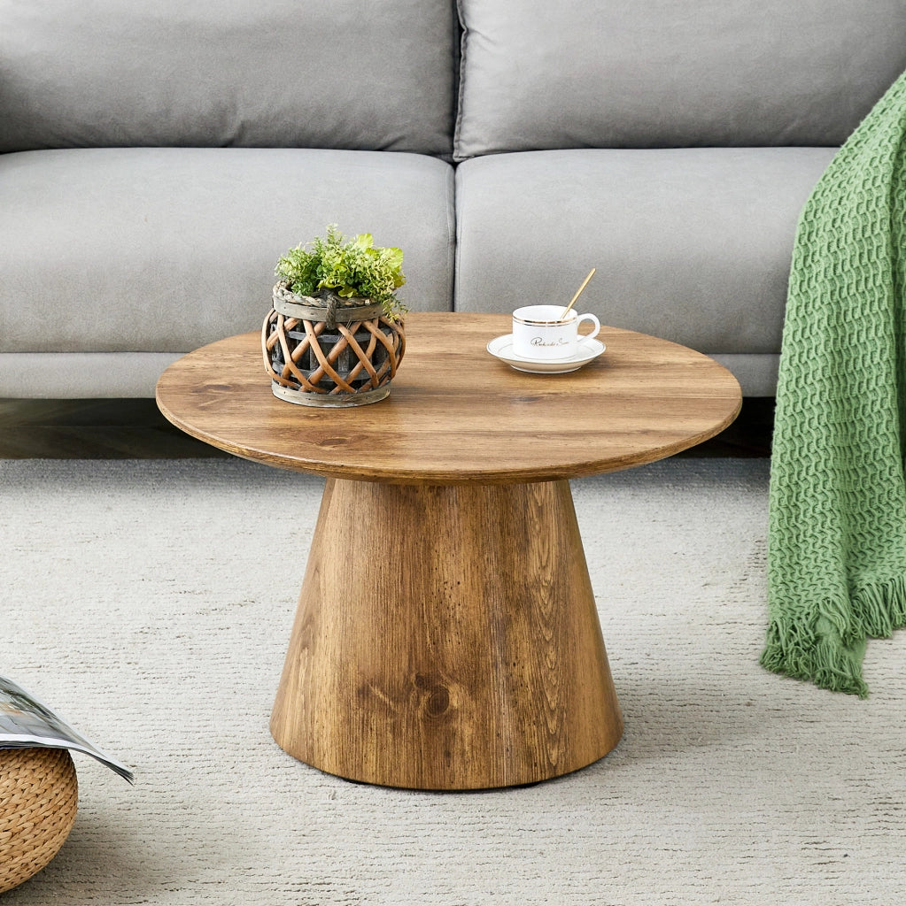 TAVOLINO ROTONDO 60 cm Effetto legno MDF