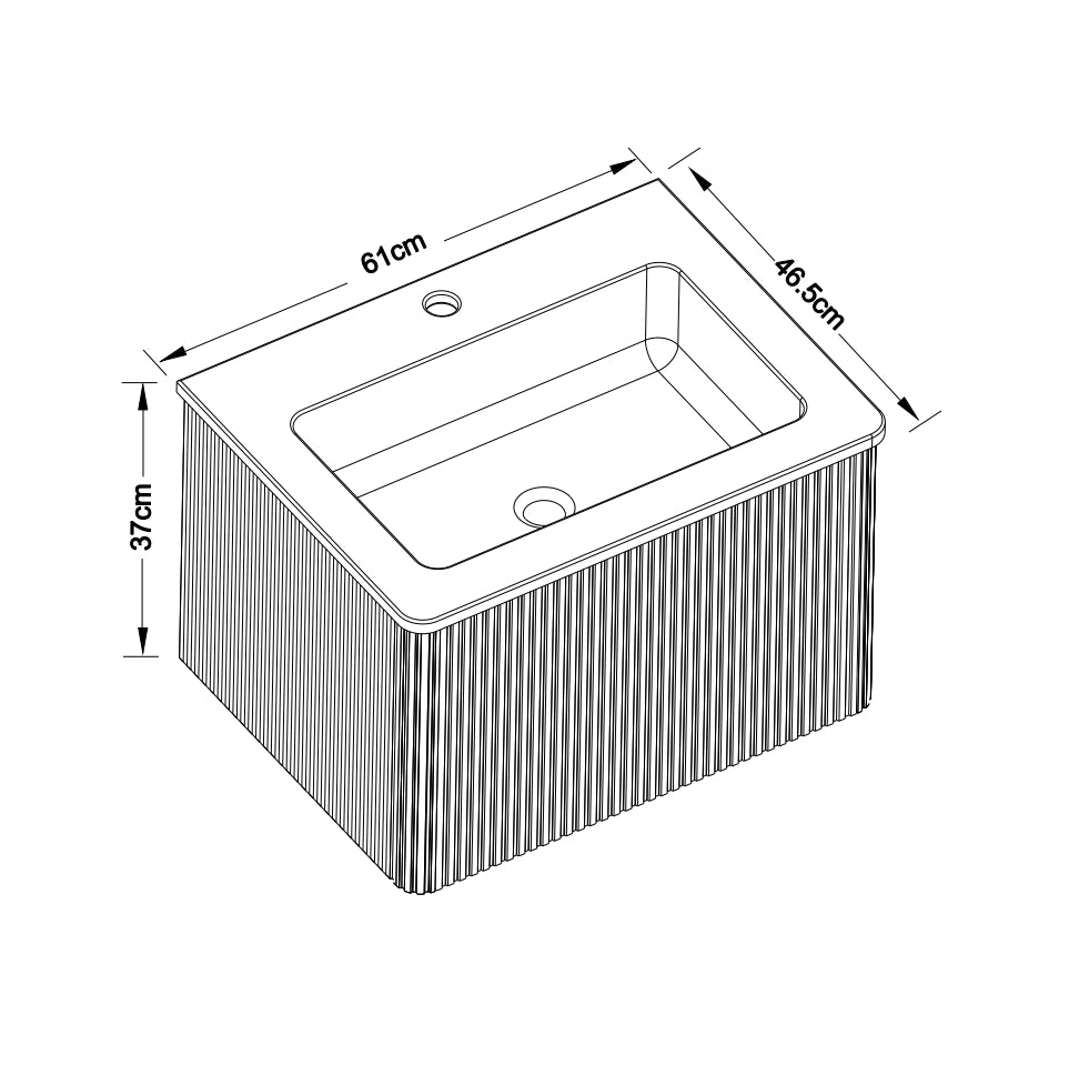 Mobile lavabo sospeso 60 cm bianco con cassetto push-to-open