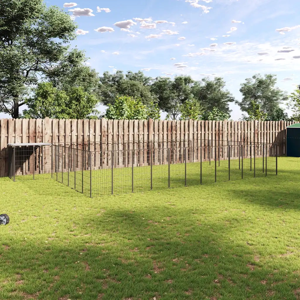 Gabbia per Cani Nera 30,25 m² in Acciaio 3082230