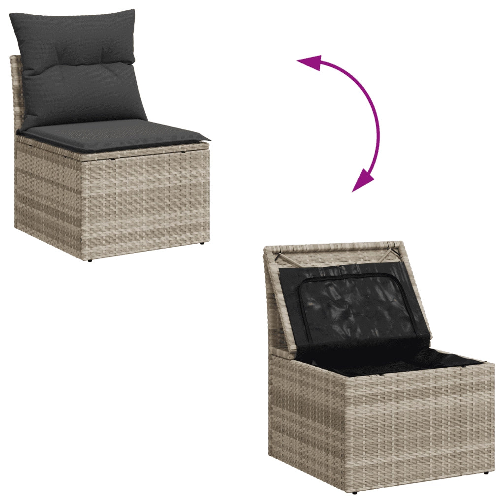Set Divano da Giardino 9pz con Cuscini Grigio Chiaro Polyrattan 3249971