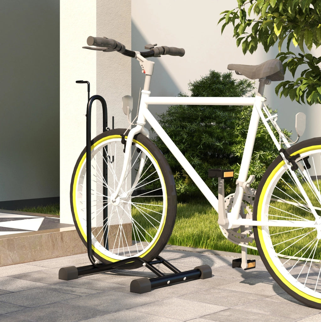 Supporto bici verticale orizzontale 41x41x121 cm metallo nero regolabile