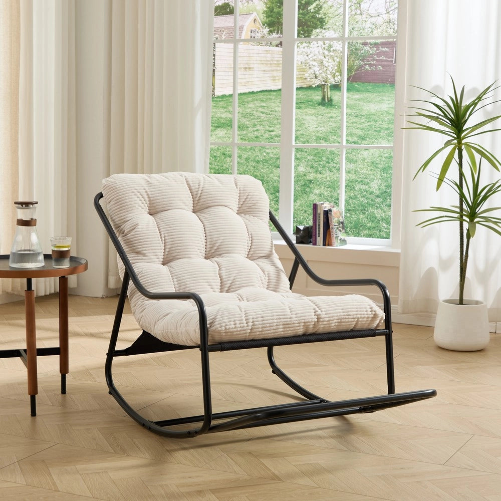 Poltrona Dondolo da Giardino con Cuscino ¨C Xylo ¨C Nero/Bianco