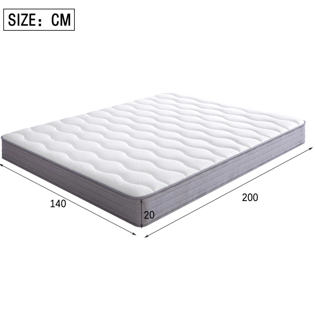 Materasso a molle 140x200 cm; spesso 20 cm; bianco
