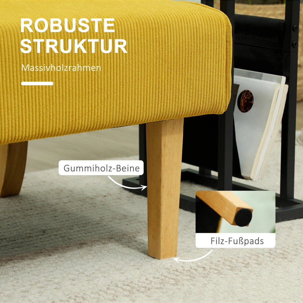 Divano 2 posti ¨C Minimal ¨C Tessuto corda giallo con gambe in legno