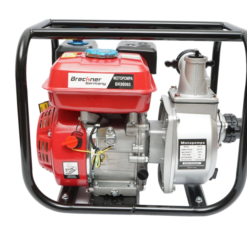 Motopompa a benzina WP20 7,5HP, portata 2 pollici 30m3/h profondità 8m, altezza 30m Breckner Germany