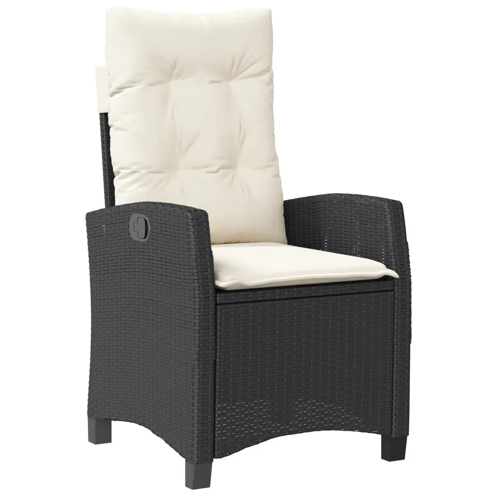 Set da Pranzo da Giardino 7 pz Nero con Cuscini in Polyrattan 3212632