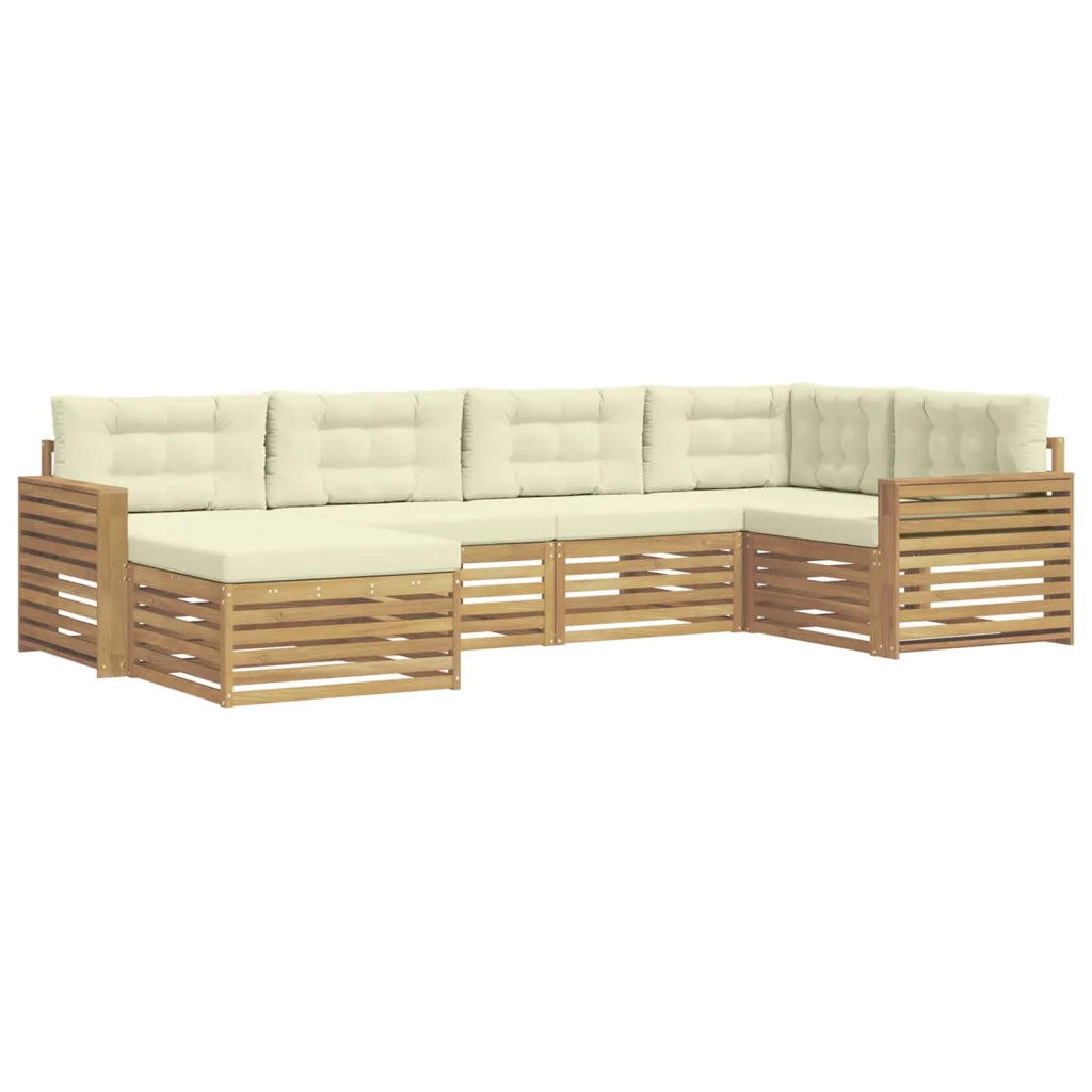 Set di divani da esterno 6 pz Bianco e Crema Poliestere 3390770